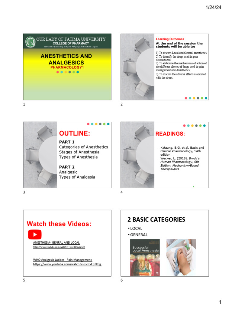 Week 11 Pcol211 Anesthetics and Analgesics | PDF | Anesthesia ...