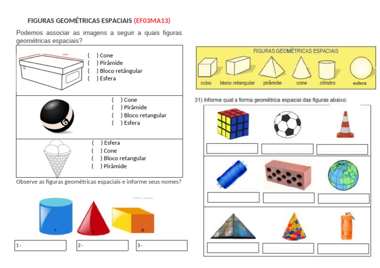 Identificação de Figuras Geométricas Espaciais | PDF