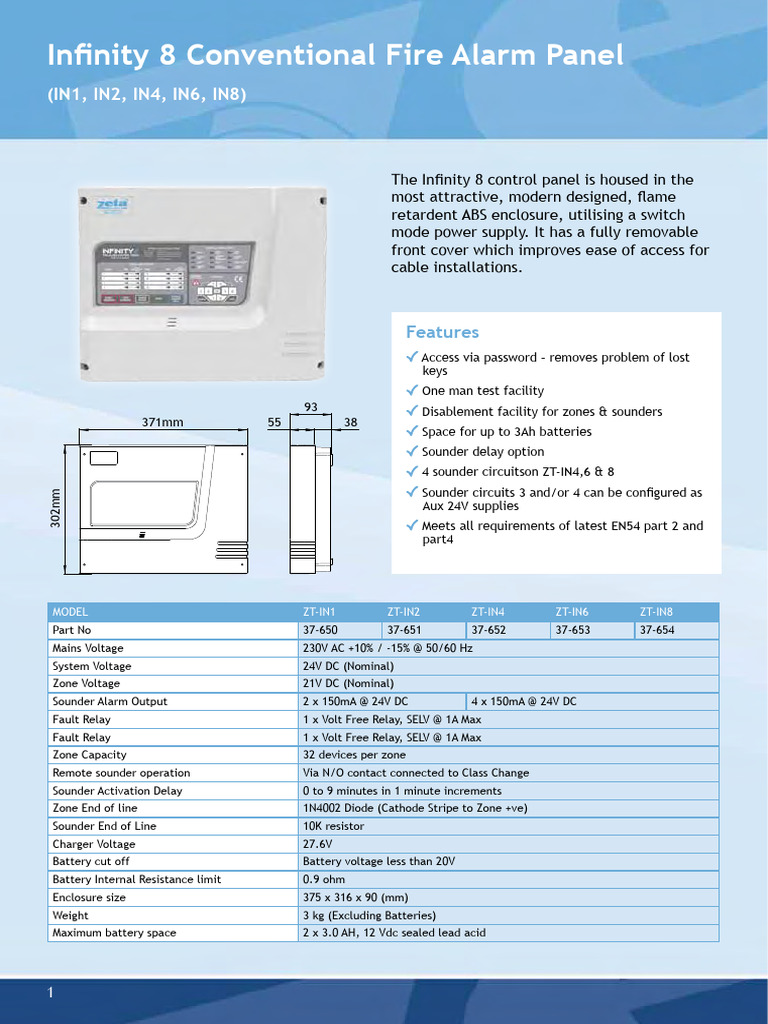 Infinity 8 Conventional Fire Alarm Systems | PDF | Power Supply | Relay