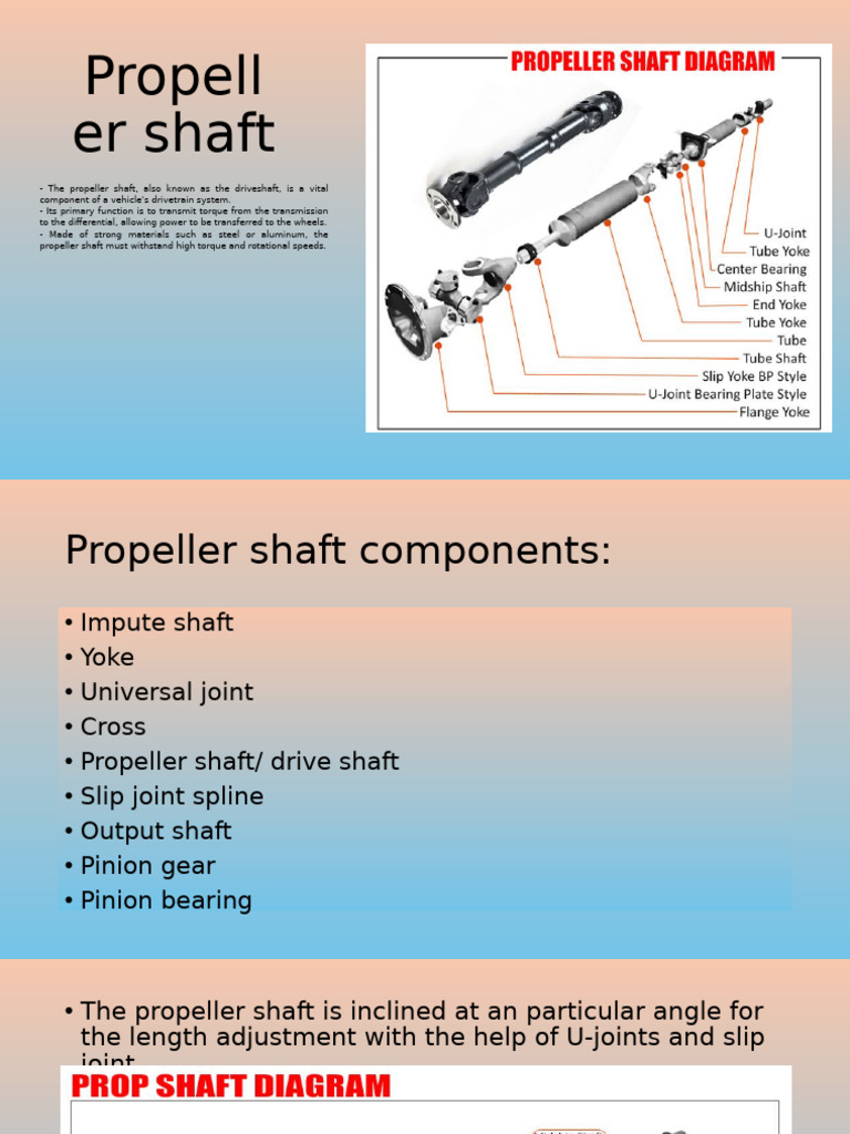 Propeller Shaft: Functions and Components | PDF