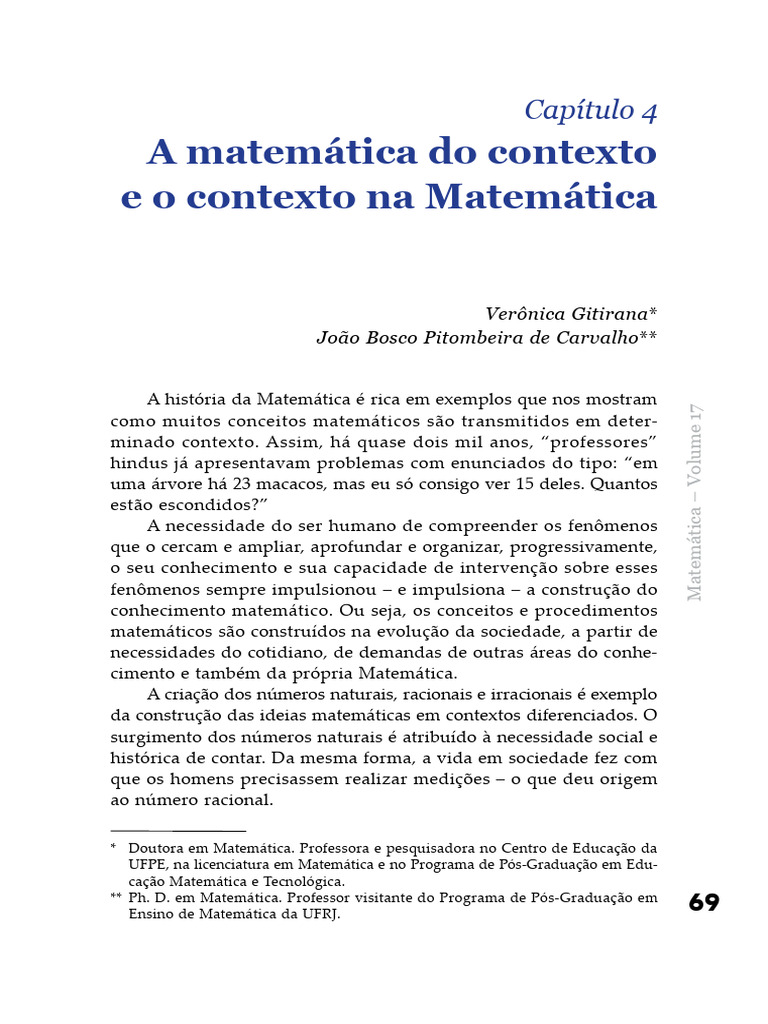 Contexto na Matemática e Ensino | PDF | Matemática | Números