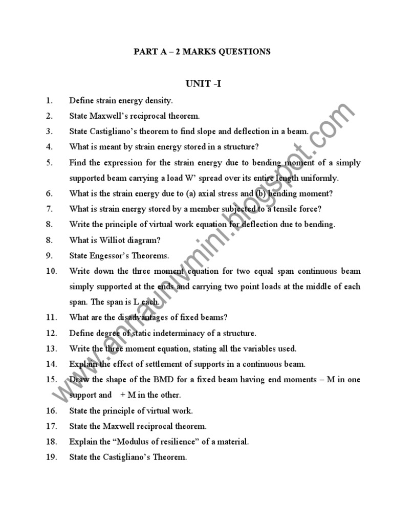 Strain Energy and Beam Deflection Concepts | PDF | Bending | Beam ...