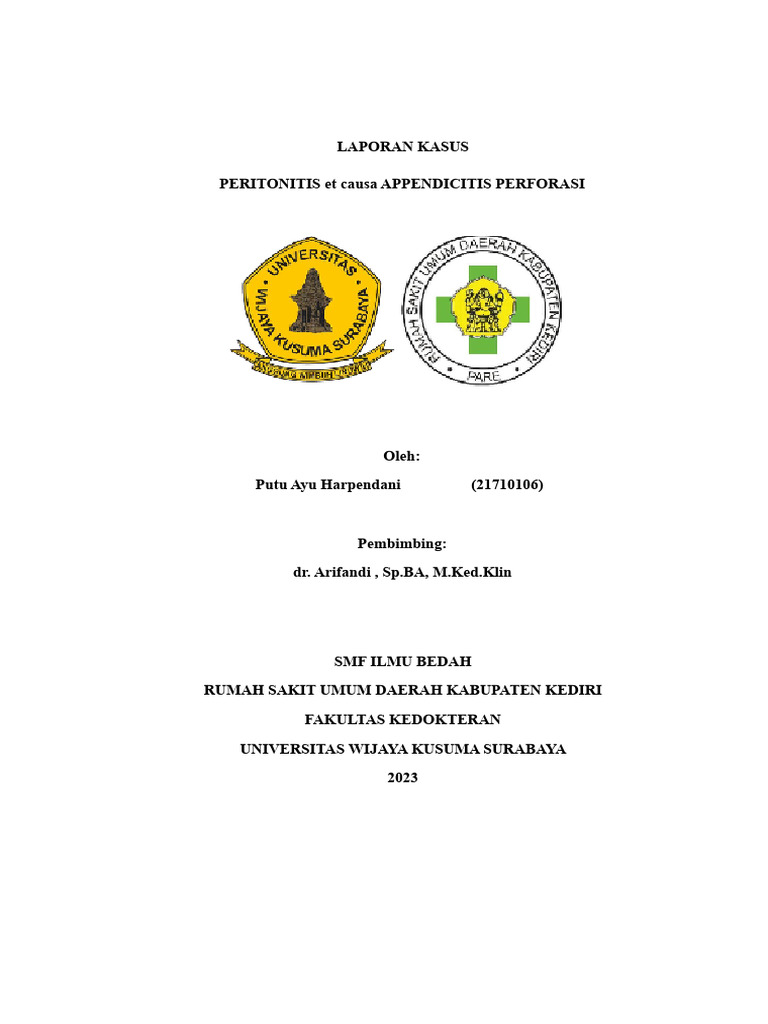 Laporan Peritonitis ec Appendicitis | PDF