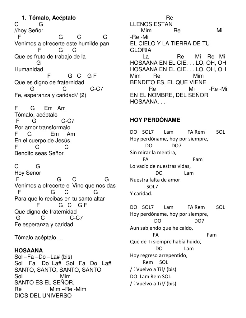 Tómalo, Acéptalo: Letra y Acordes | PDF