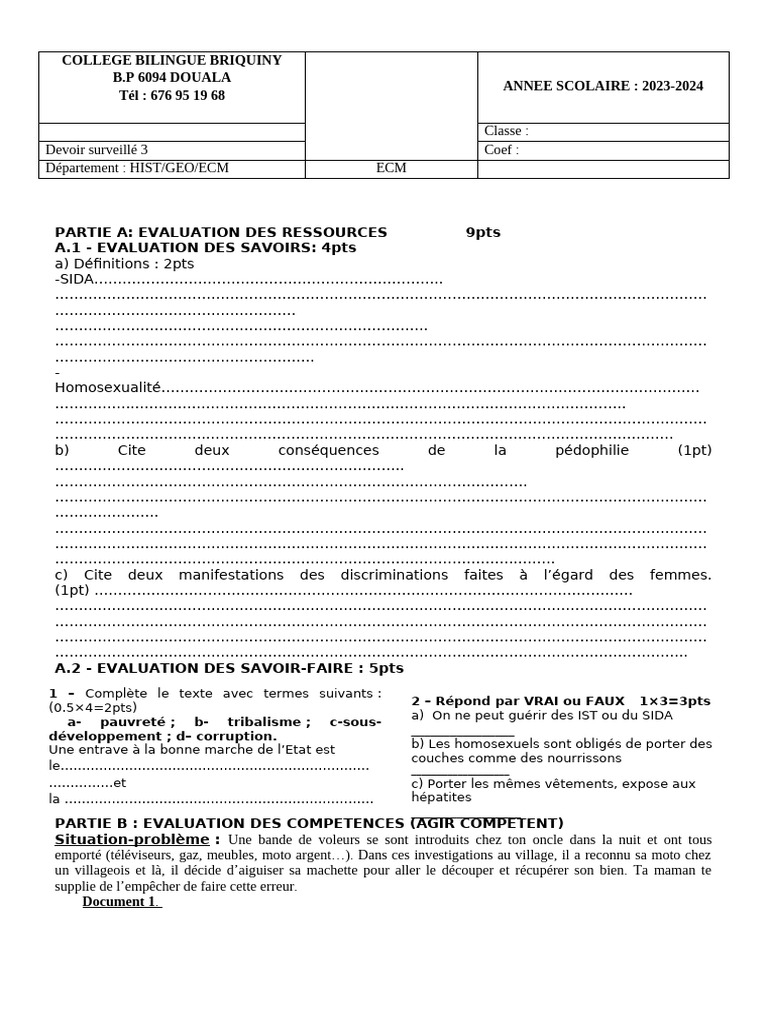 EVAL N°5 ECM 4e | PDF | Justice | Crime et violence