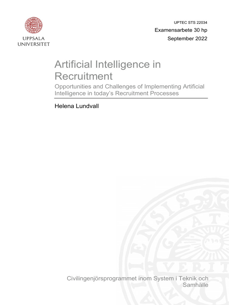 Artificial Intelligence in Recruitment | PDF