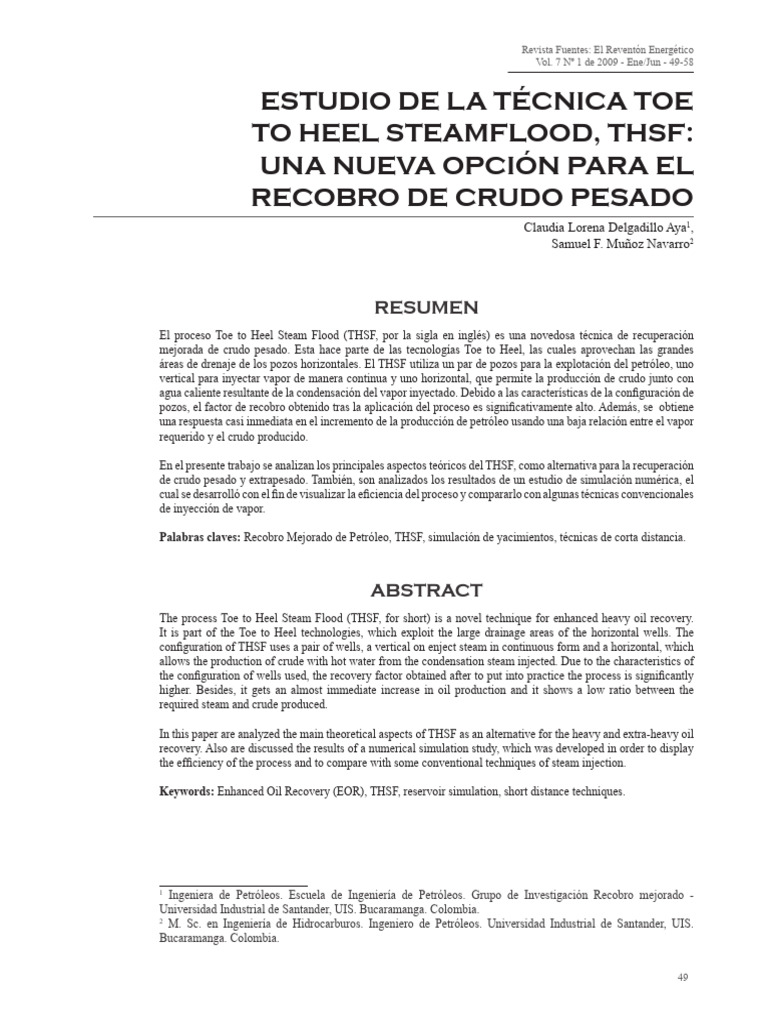 Técnica THSF para Recobro de Crudo Pesado | PDF | Petróleo | Conduccion ...