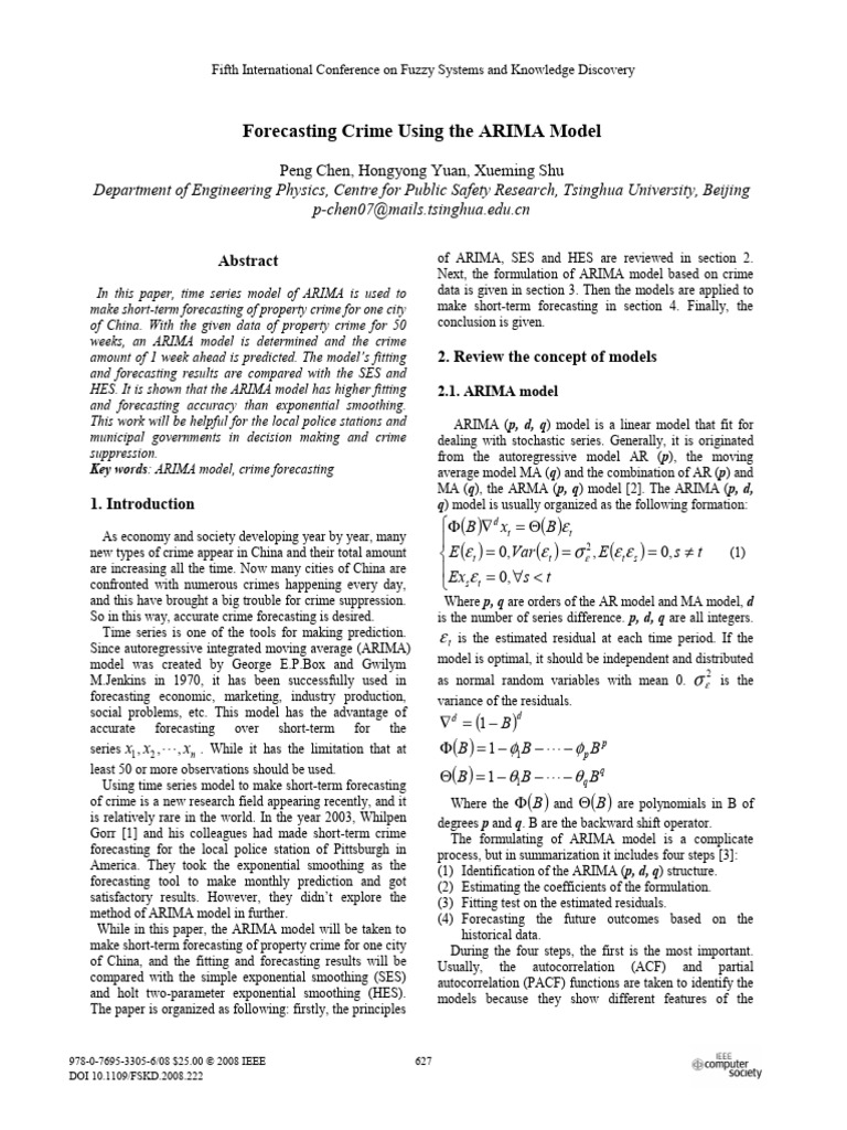 ARIMA Model for Crime Forecasting | PDF | Autoregressive Integrated ...
