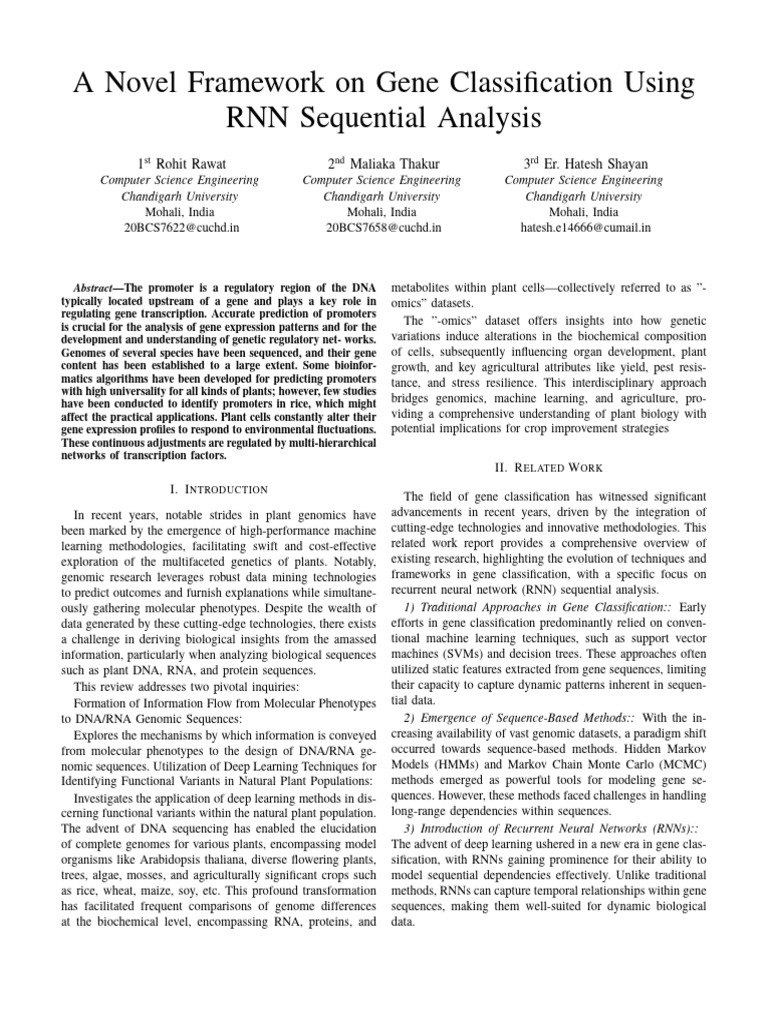 RNN-Based Gene Classification Framework | PDF | Promoter (Genetics ...