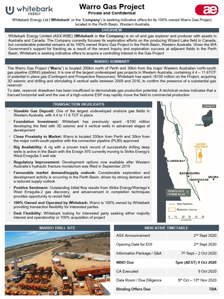 Warro Gas Project Acquisition Opportunity | PDF | Natural Gas ...
