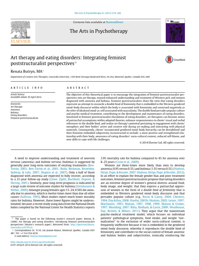 Art Therapy and Eating Disorders Integrating Feminist | PDF | Art ...
