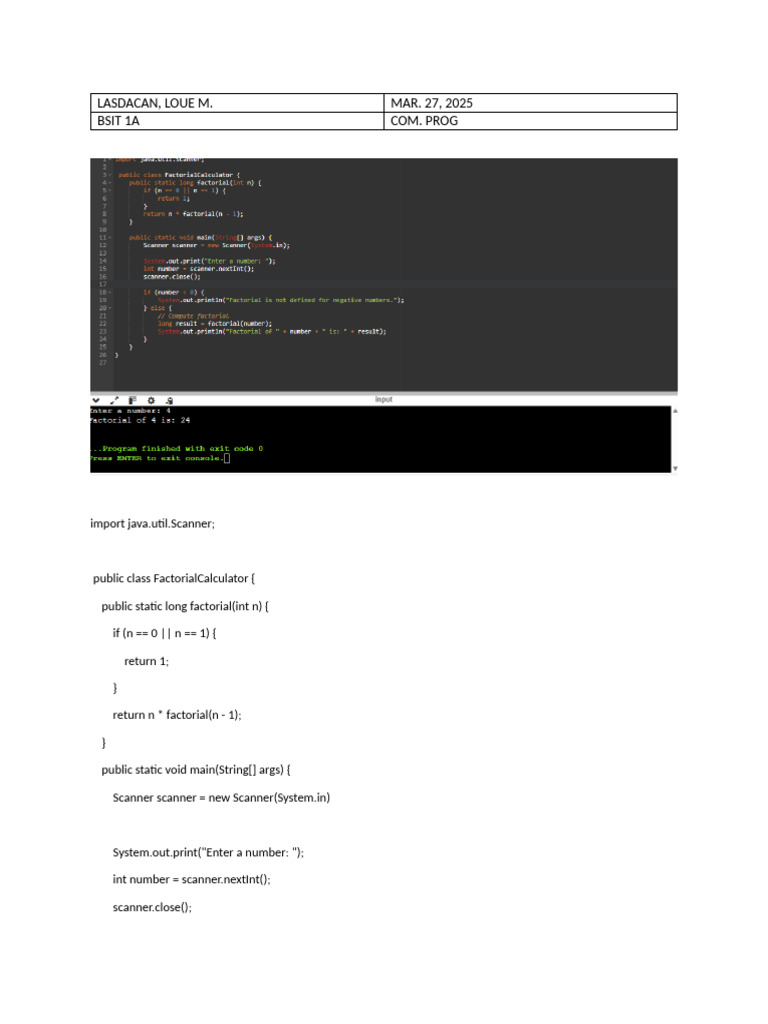 Factorial Calculator | PDF