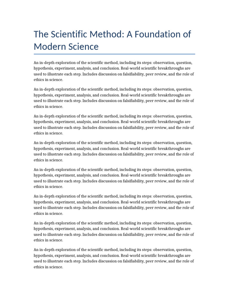 The Scientific Method A Foundation of Modern Science | PDF | Scientific ...