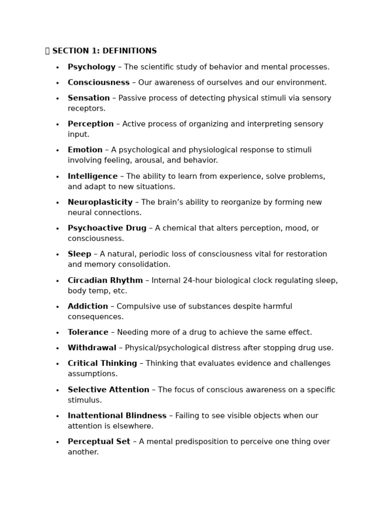 Key Concepts in Psychology and Neuroscience | PDF | Perception | Emotions