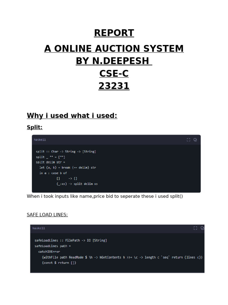 Online Auction System Overview | PDF