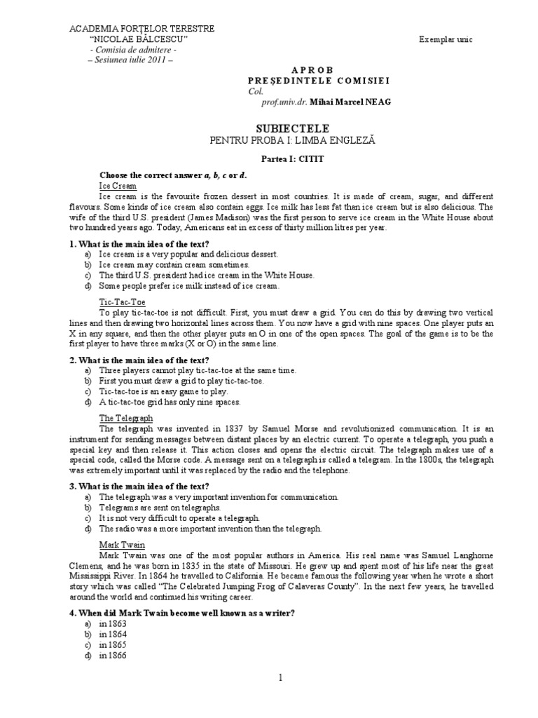 English Language Exam Questions 2011 | PDF