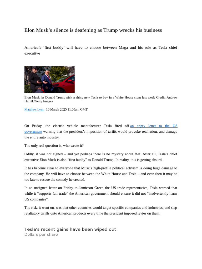 Musk's Political Ties Hurt Tesla Sales | PDF | Elon Musk