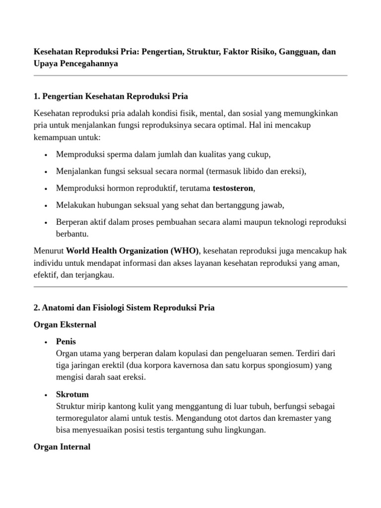 Kesehatan Reproduksi Pria: Panduan Lengkap | PDF