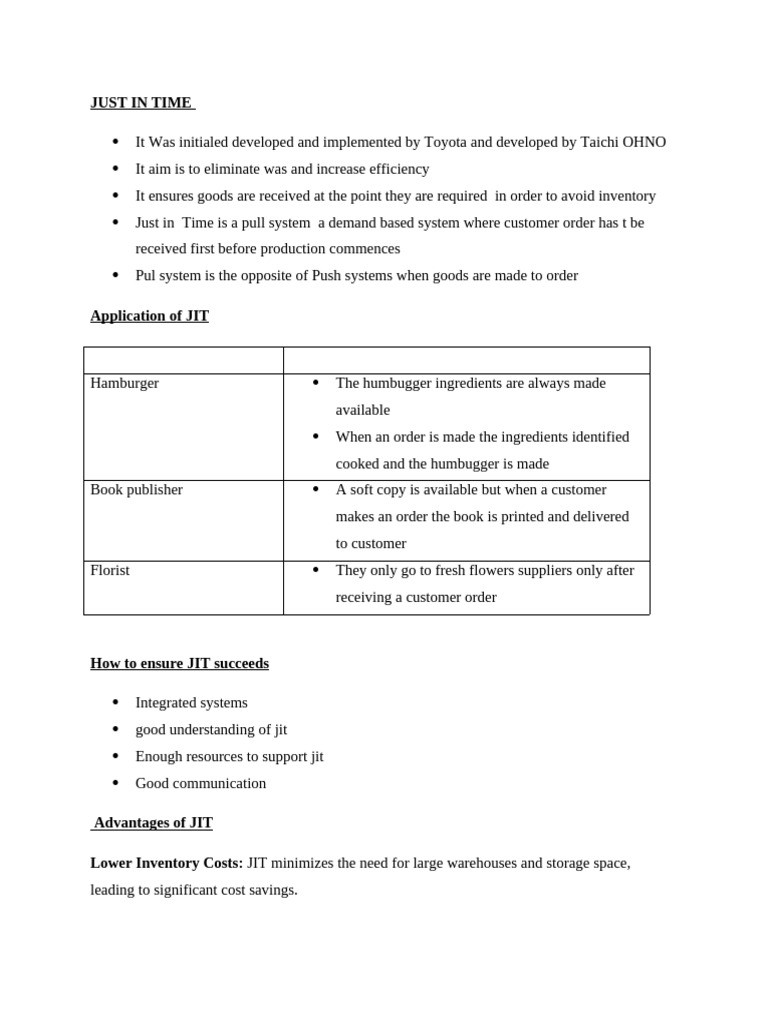 Just In Time: Efficiency and Lean Principles | PDF | Lean Manufacturing ...