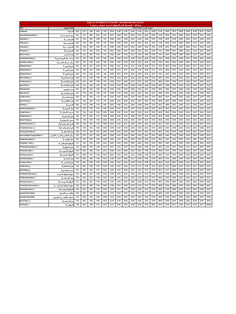 2022 4 2 2-6-13internet Timatables Route 10 - Ramdhan | PDF