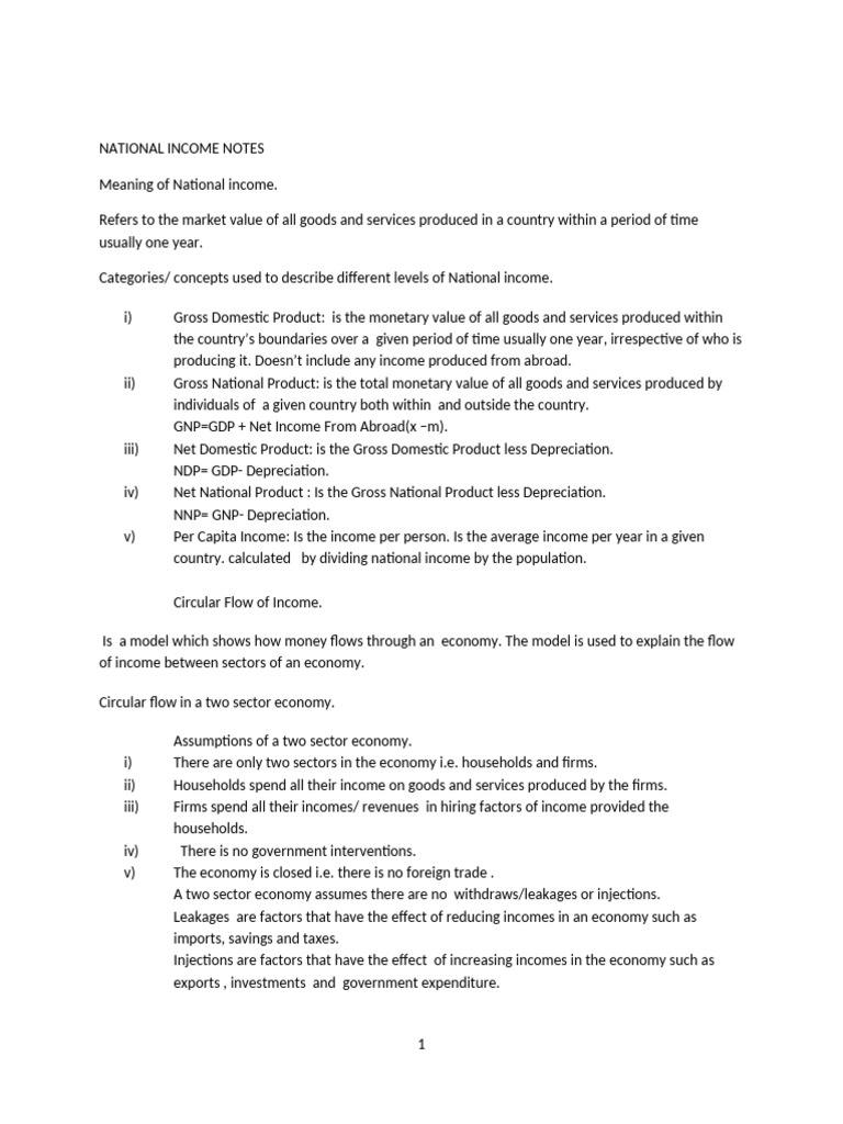 National Income Overview and Calculation Methods | PDF | Measures Of ...