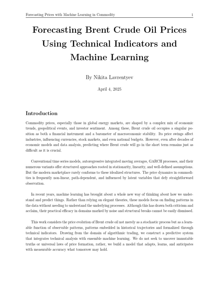 Forecasting Prices With Machine Learning in Commodity 1744026118 | PDF ...