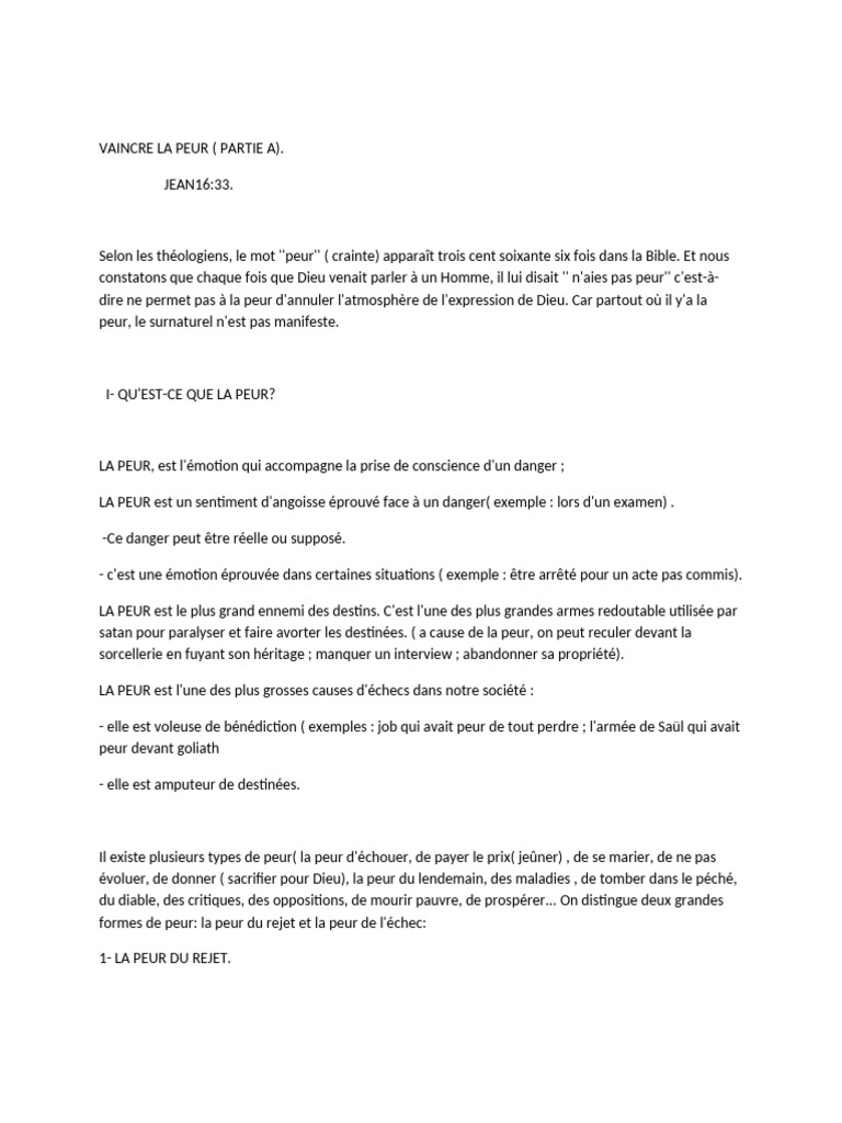 Vaincre la Peur : Comprendre et Agir | PDF | Peur