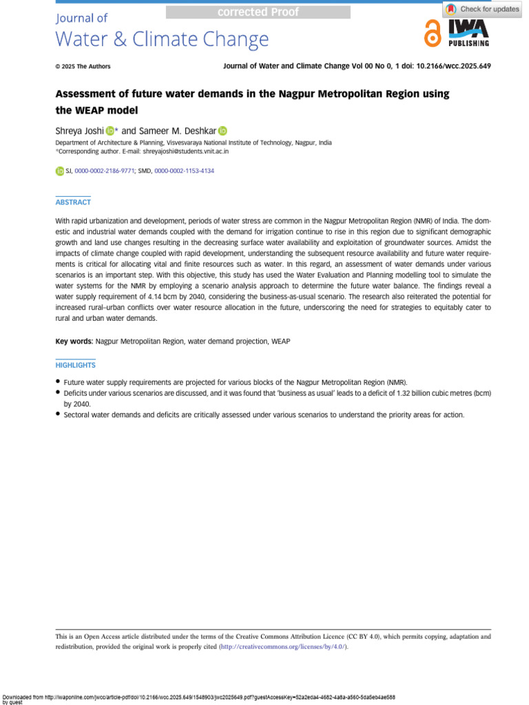 Future Water Demand in Nagpur Region | PDF | Water Scarcity | Water ...