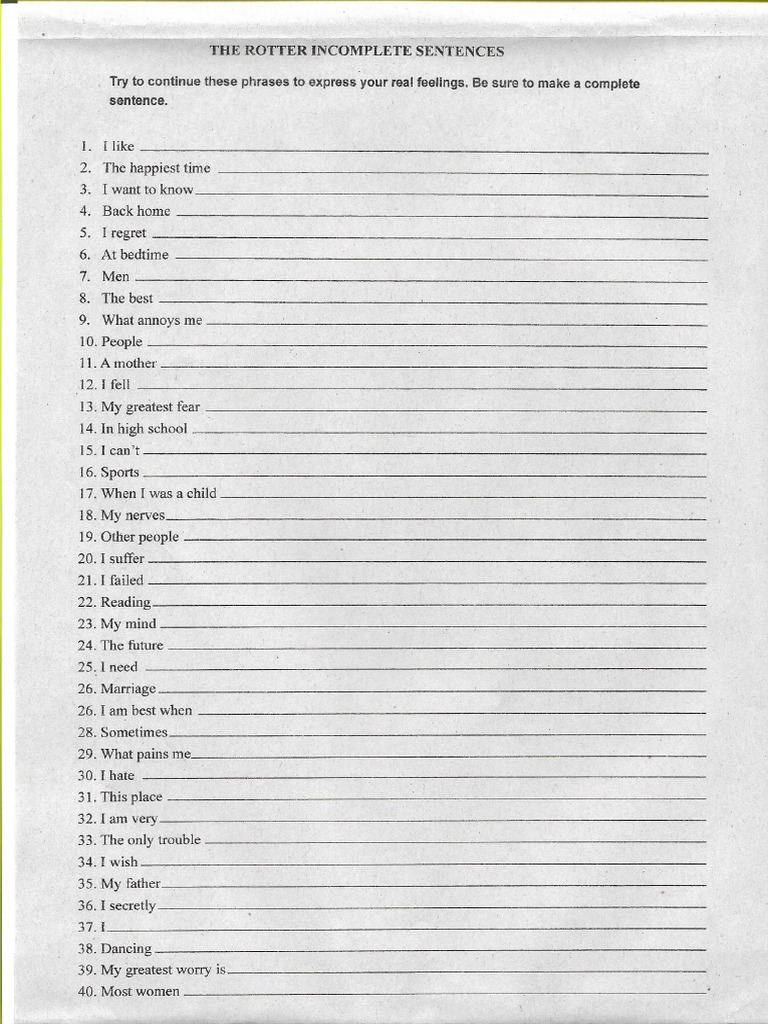 Rotter Test | PDF