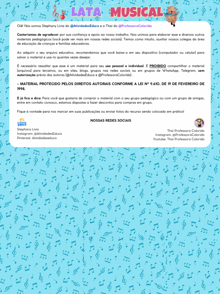 Lata+Musical+@AtividadesEduca+e+@ProfessoraColorida | PDF ...