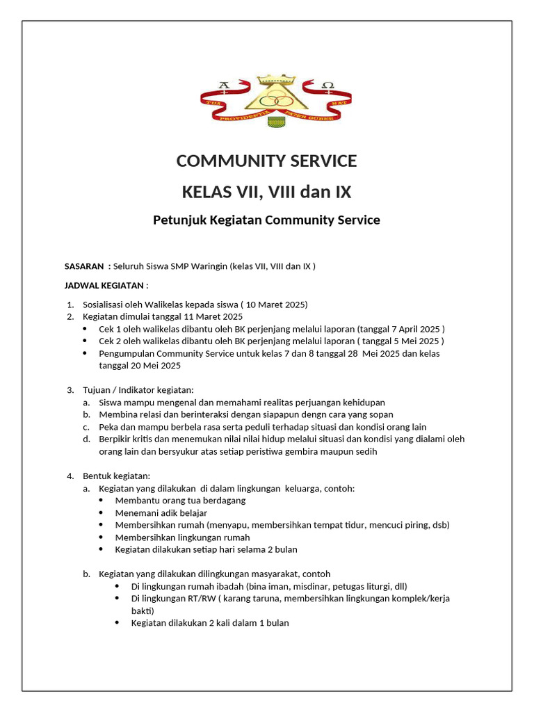 Petunjuk Community Service | PDF