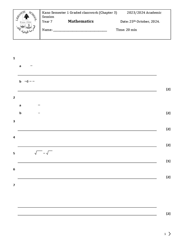 Worksheet Chapter 1 To 3 | PDF | Numbers | Mathematics