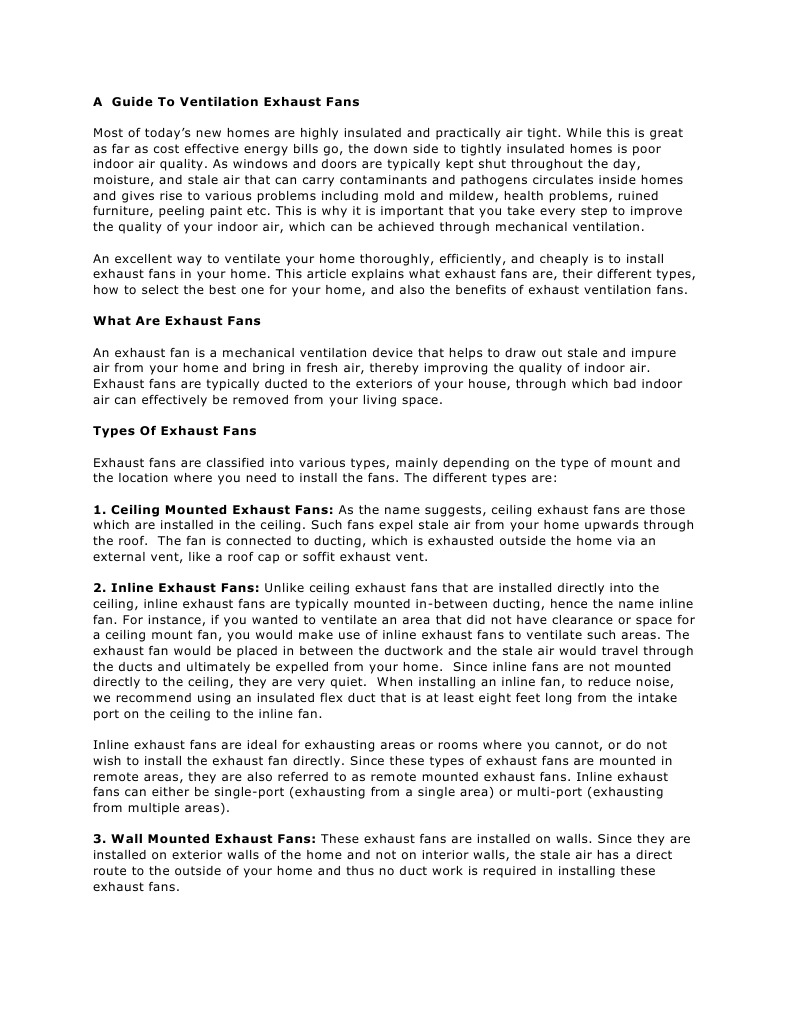 Exhaust Fan | PDF | Home & Garden