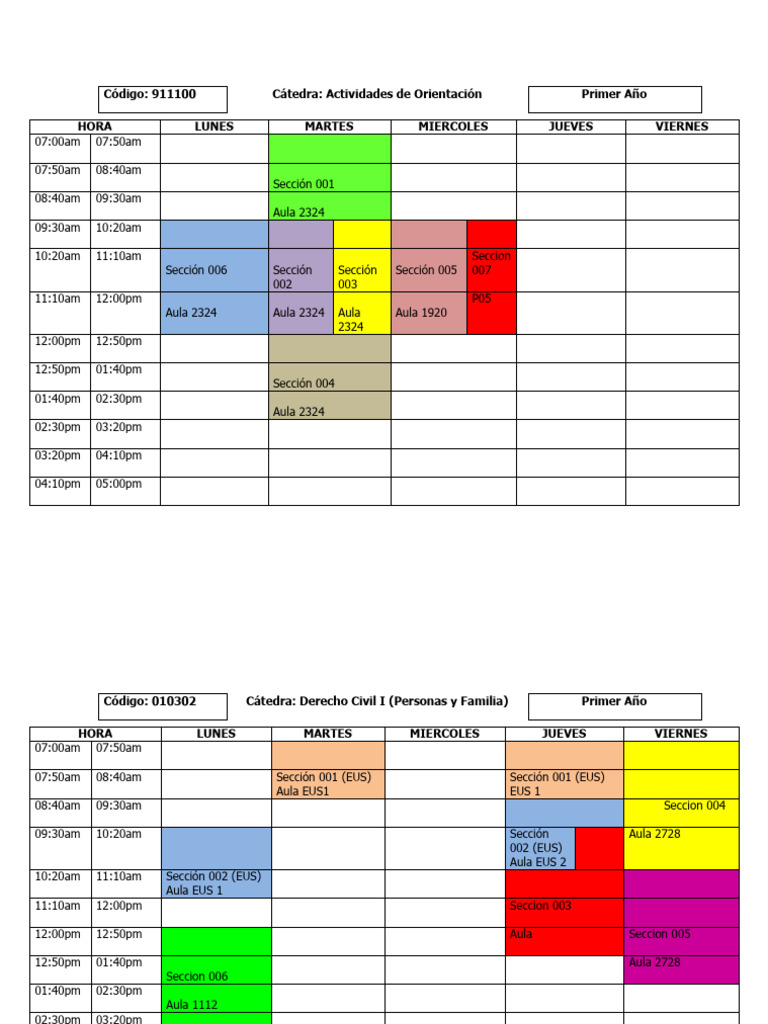 Horario Escuela de Derecho 2025 | PDF | Gobernancia | Ciencias Políticas