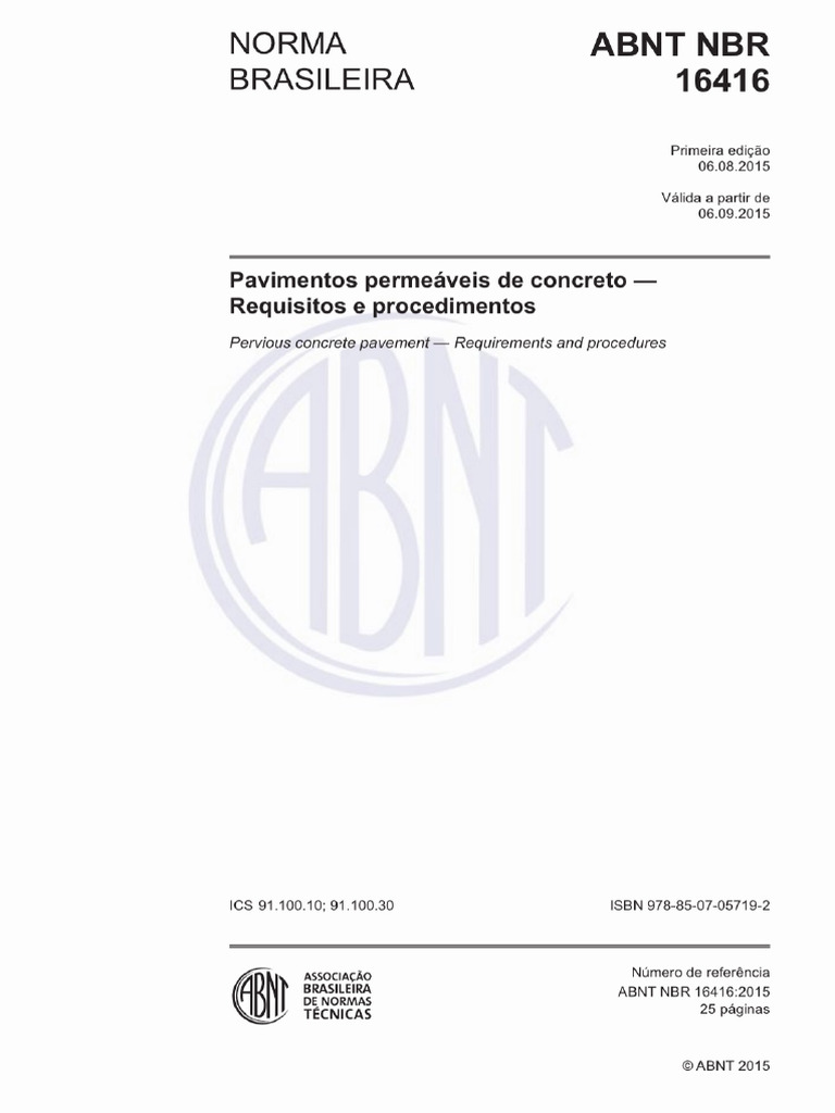 NBR 16416 (2015) - Pavimentos Permeáveis de Concreto - Requisitor e ...