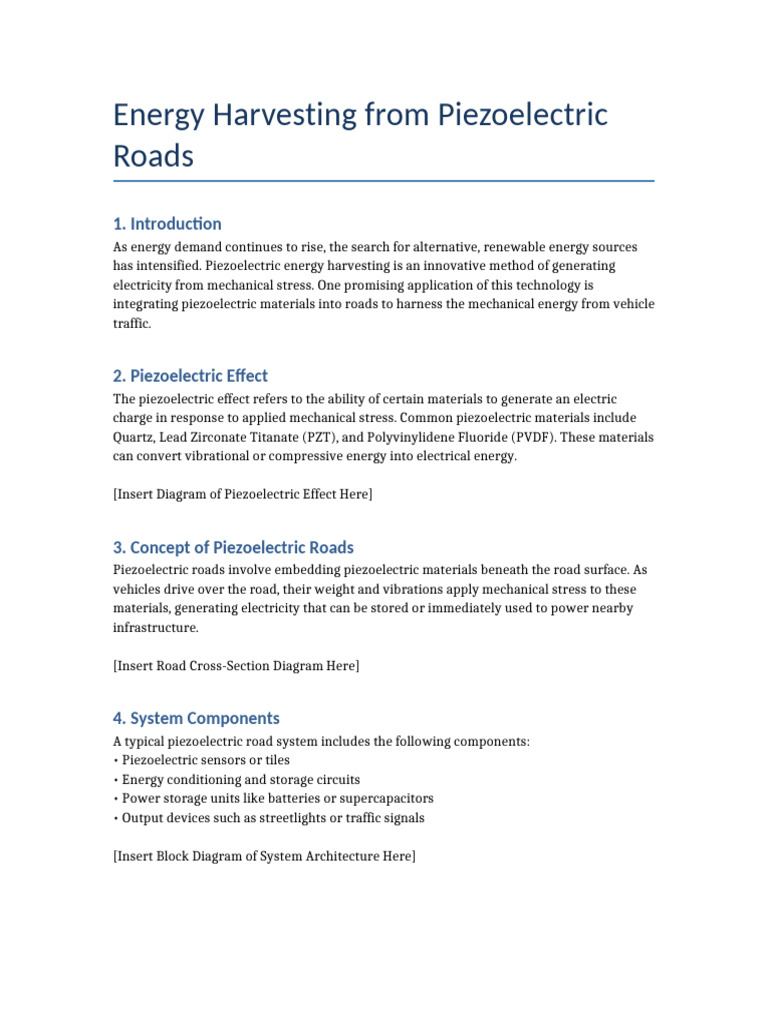 Energy Harvesting from Piezoelectric Roads | PDF | Piezoelectricity ...