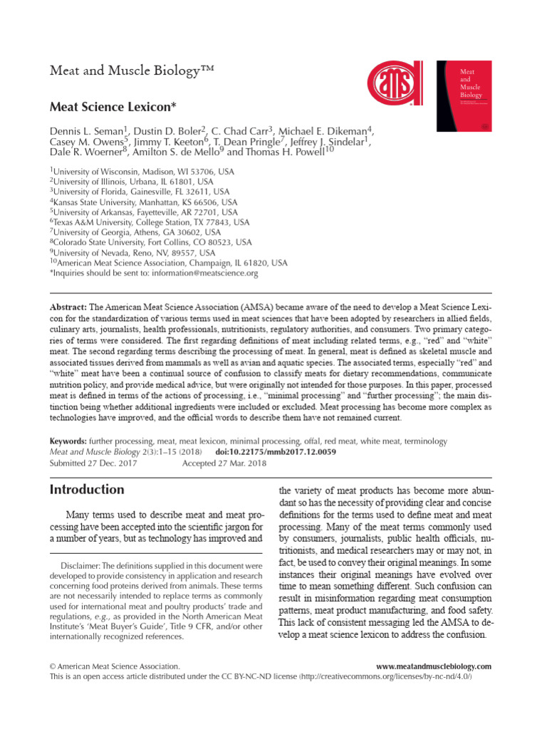 2-Meat and Muscle Biology | PDF | Curing (Food Preservation) | Sausage