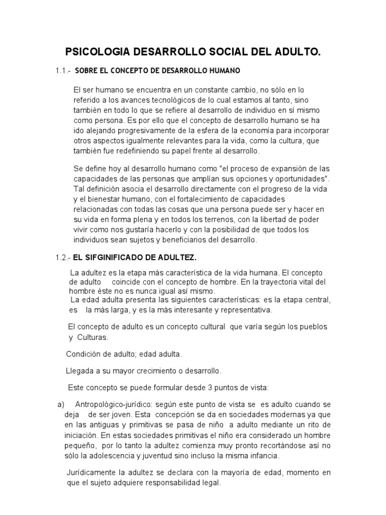 Desarrollo Social y Adultez | PDF | Desarrollo Humano (Humanidad) | Adultos