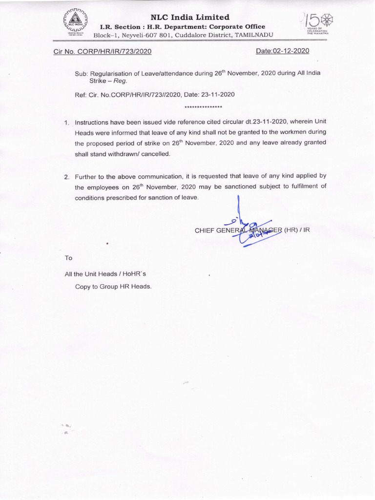 Regularisation of Leave During Strike | PDF