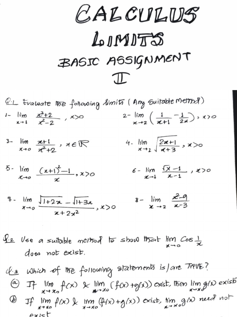 Calculus Limit Evaluations and Concepts | PDF
