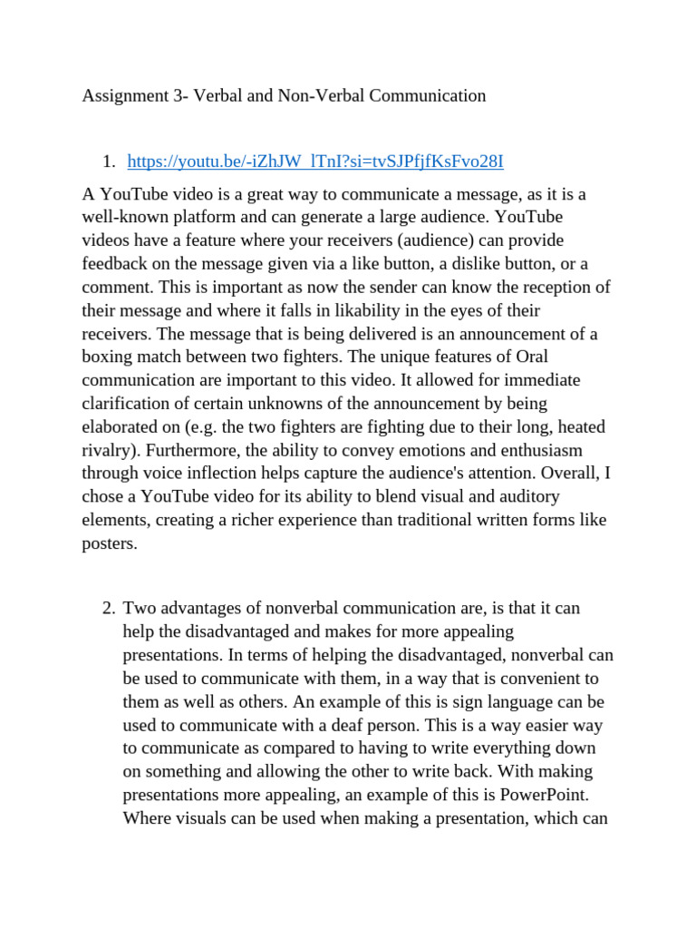 Verbal vs Non-Verbal Communication Insights | PDF | Nonverbal ...