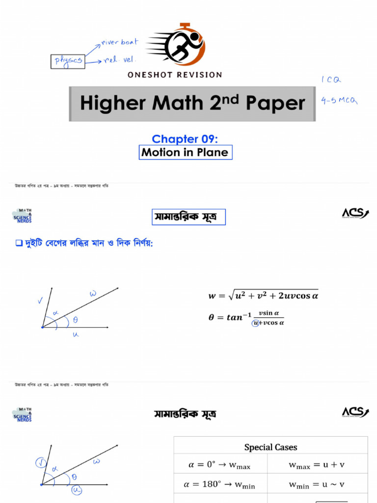 2.9 Motion in Plane One-Shot Revision Note Short-Edited | PDF