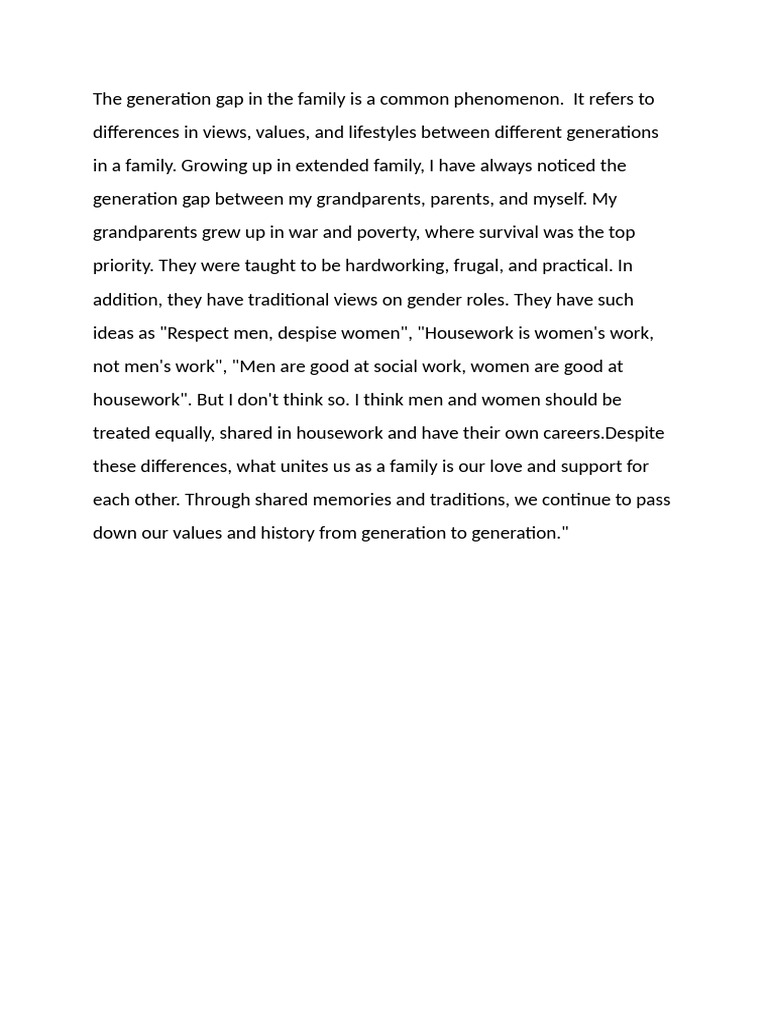 The Generation Gap in The Family Is A Common Phenomenon | PDF