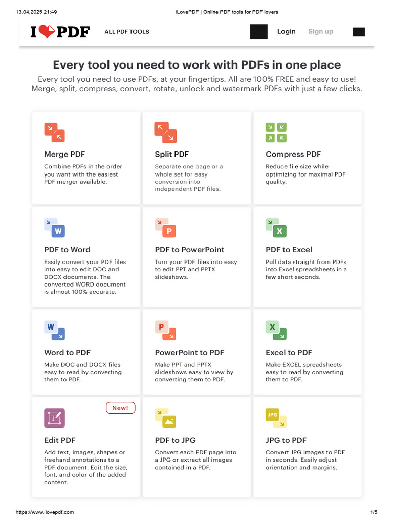 iLovePDF - Online PDF Tools For PDF Lovers | PDF | Mobile App | Computing