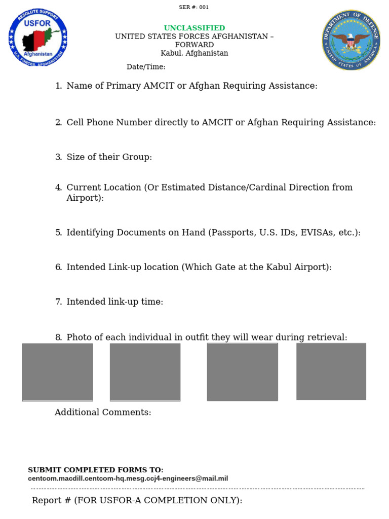 AMCIT - Afghan Assistance Form | PDF