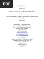 Testimony: "Fair Credit Reporting Act: How It Functions For Consumers and The Economy" (2007)