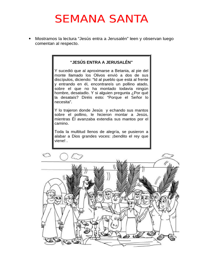 Jesús Entra a Jerusalén: Semana Santa | PDF