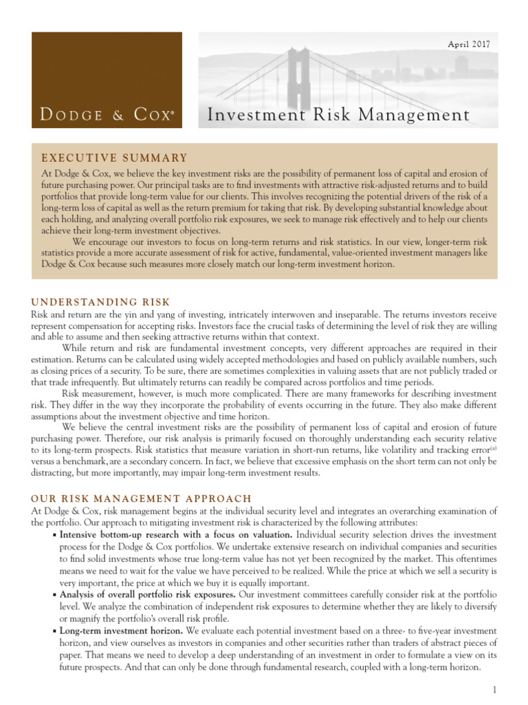 Investment Risk Management | PDF | Financial Risk | Investing