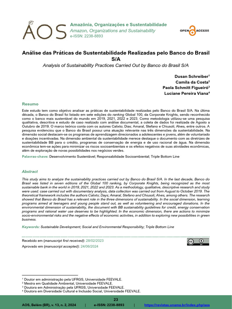 Sustentabilidade no Banco do Brasil S/A | PDF | Sustentabilidade ...