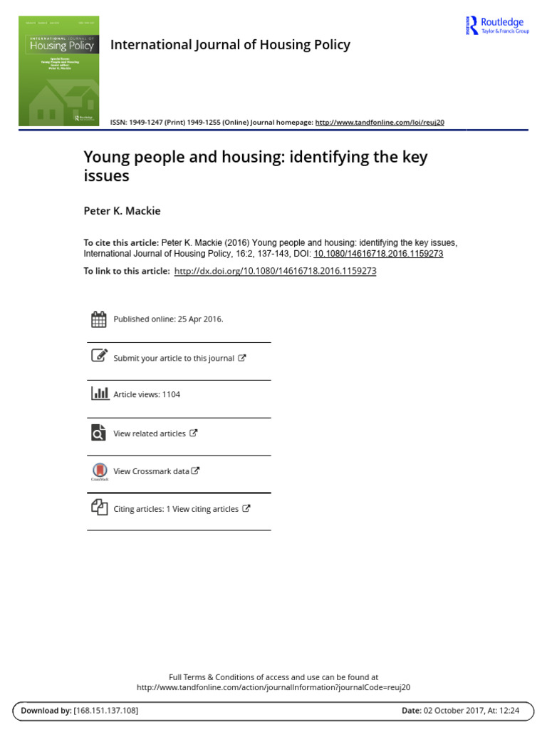 Young People and Housing Identifying The | PDF | Policy